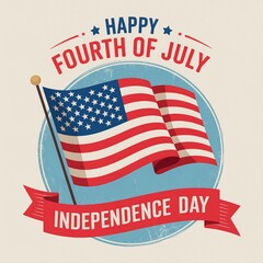 Happy fourth of july graphic with american flag and independence day banner design