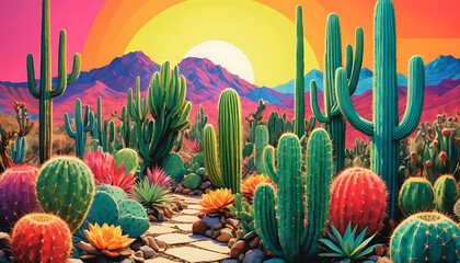 Tropical Monstera Leaves Seamless Pattern, Coral & Yellow Background