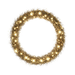 Obraz premium Sparkling Gold Christmas Wreath with Lights - Festive Holiday Decoration
