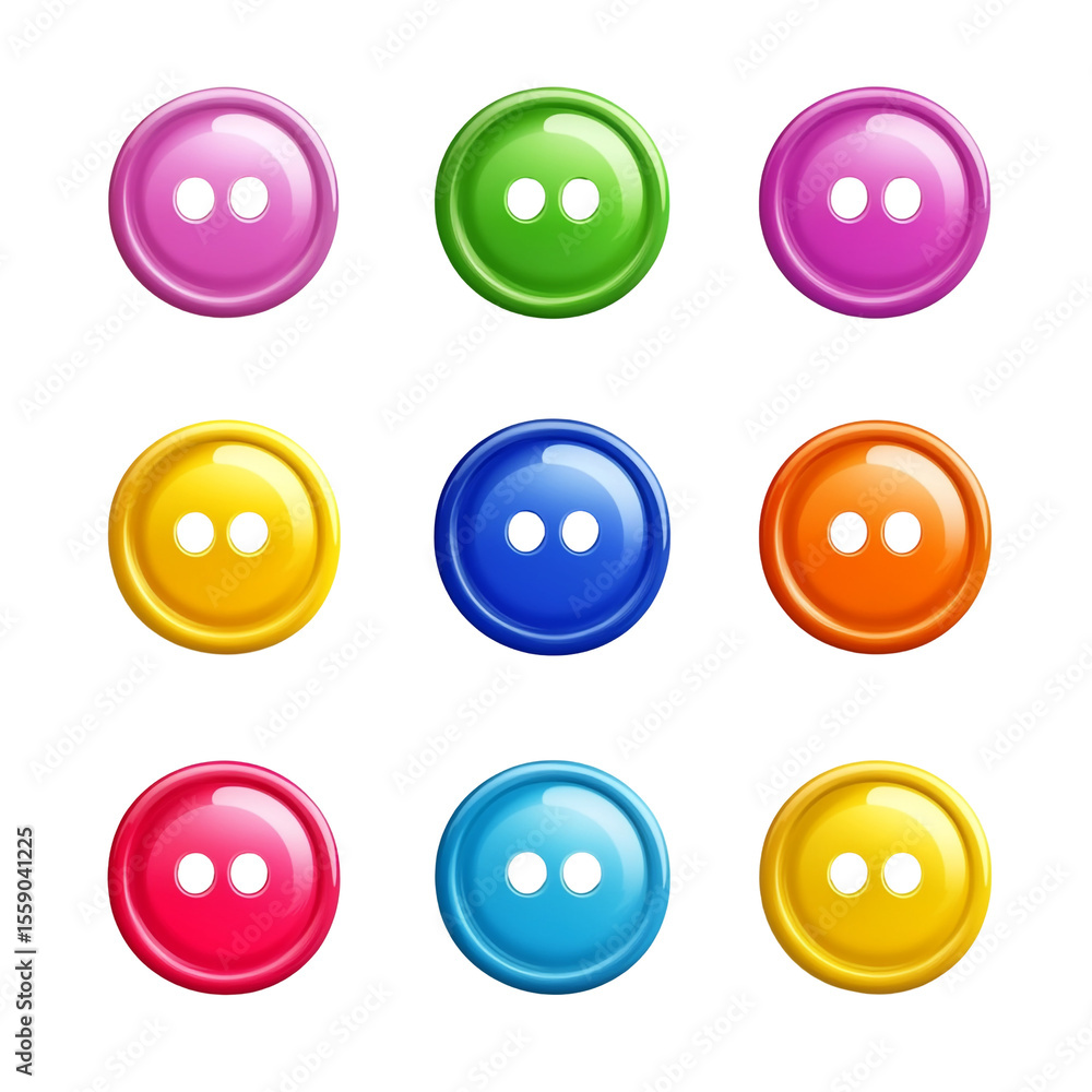 Poster colorful two hole buttons on black background a collection of shiny buttons