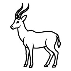 Fototapeta premium Antelope doodle with slender horn outlines, transparent background.