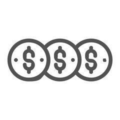 Money and Coins Icons in Minimalistic Grey Line Style