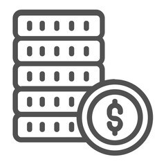 Money and Coins Icons in Minimalistic Grey Line Style
