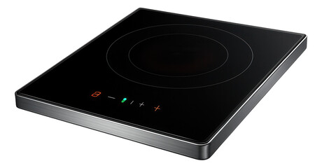 Fototapeta premium A child-safe induction cooktop for a family kitchen, featuring a lock function and heat indicators.