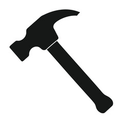 Claw Hammer Icon Black Silhouette of a Carpenter's Hammer for Construction, DIY, and Repair Projects