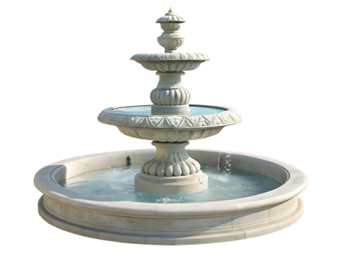   a three tier fountain with water isolated on white background PNG, AI GENERATED