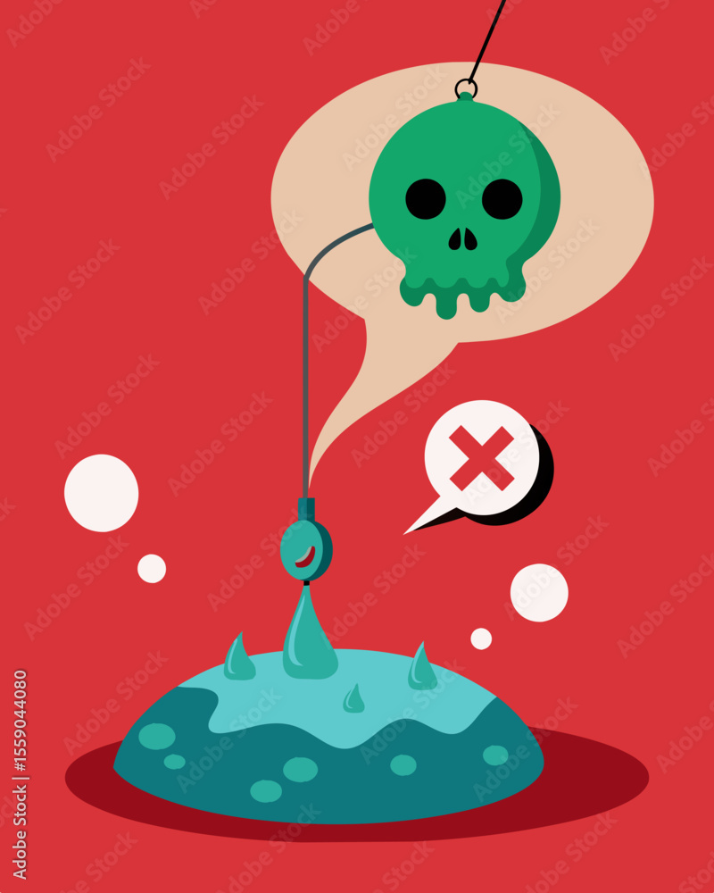 Poster a toxic speech bubble emitting false promises and deceitful words luring the vulnerable into its .. 