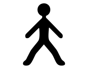 Simple black stick figure with arms outstretched on a white background