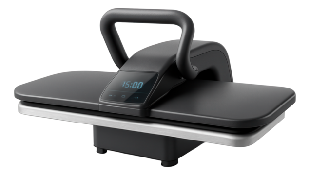 Ironing press with a programmable timer, allowing precise control for efficient use in a busy household.