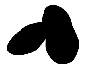 An abstract rendering showing two irregular black shapes on a white background