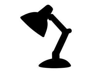 Simple black desk lamp silhouette perfect for educational or design projects