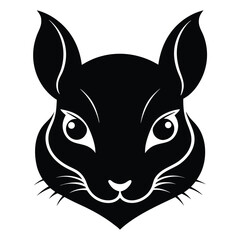 Charming black squirrel head silhouette with big eyes and fluffy face, ideal for woodland animal illustrations, nature graphics, mascots, and logo designs