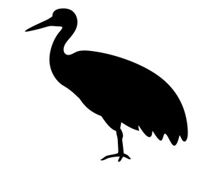 Fototapeta premium Black Silhouette of a Standing Crane with Long Neck and Legs