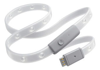 Smart LED strip lights with Wi-Fi capability, suitable for integrating into a smart home system in a modern apartment's living room.