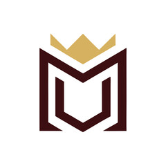Geometric letter m with crown emblem vector