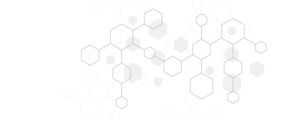 Futuristic molecule structure abstract hexagonal network background design for technology and medical science.