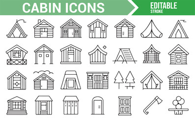 Fototapeta premium Nature and Outdoor Cabin Icon Set for Travel Graphics