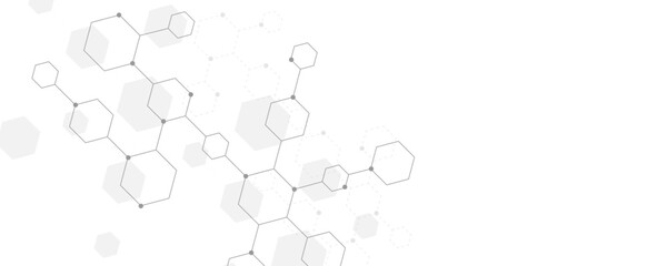 Futuristic molecule structure abstract hexagonal network background design for technology and medical science.