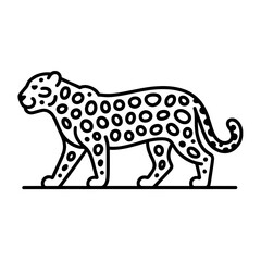 Leopard outline with minimal rosette shapes, transparent background.