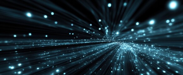 Fototapeta premium The Radiant Flow of Light Particles in a Futuristic Space Environment