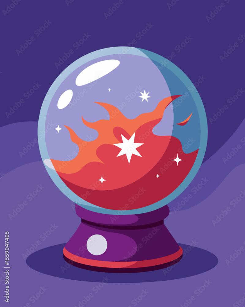 Poster the reflective surface of a crystal ball showed a distorted future manipulating its viewers into mak