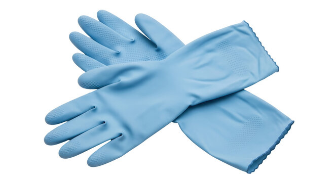 Isolated Blue Rubber Gloves