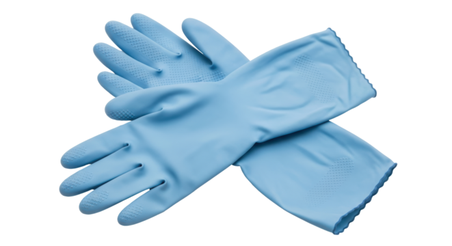 Isolated Blue Rubber Gloves