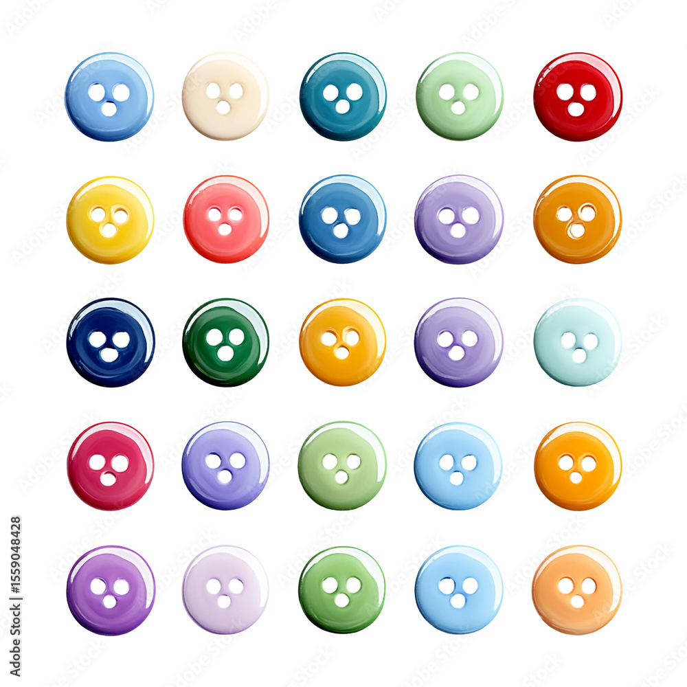 Poster colorful shiny buttons arranged in a grid on black background