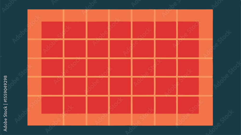 Poster abstract grid illustration with red and orange elements and transparent background