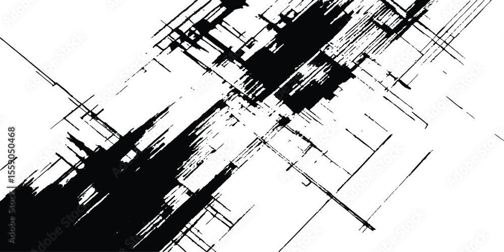 Poster abstract grunge texture. dynamic black paint strokes on a white background. modern art projects, and