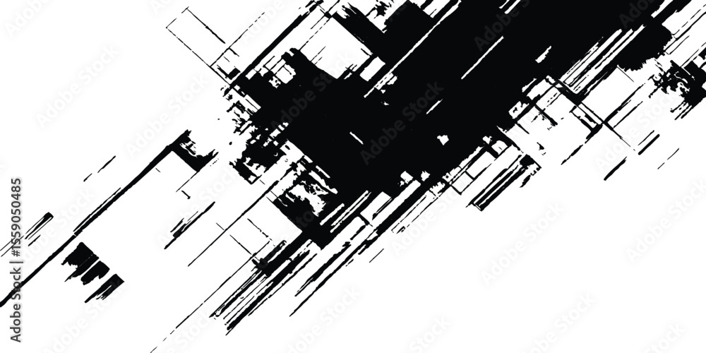 Poster abstract grunge texture. dynamic black paint strokes on a white background. modern art projects, and