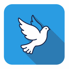 Egyptian Revolution Day dove symbol peace icon.  Dove of peace flying on blue square background.  Image represents hope freedom and peace for Egypt's Revolution Day.