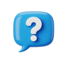 Blue Speech Bubble with White Question Mark isolated on a transparent background