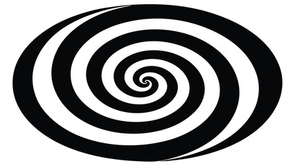 Black and white hypnotic spiral design with transparency for creative graphic projects