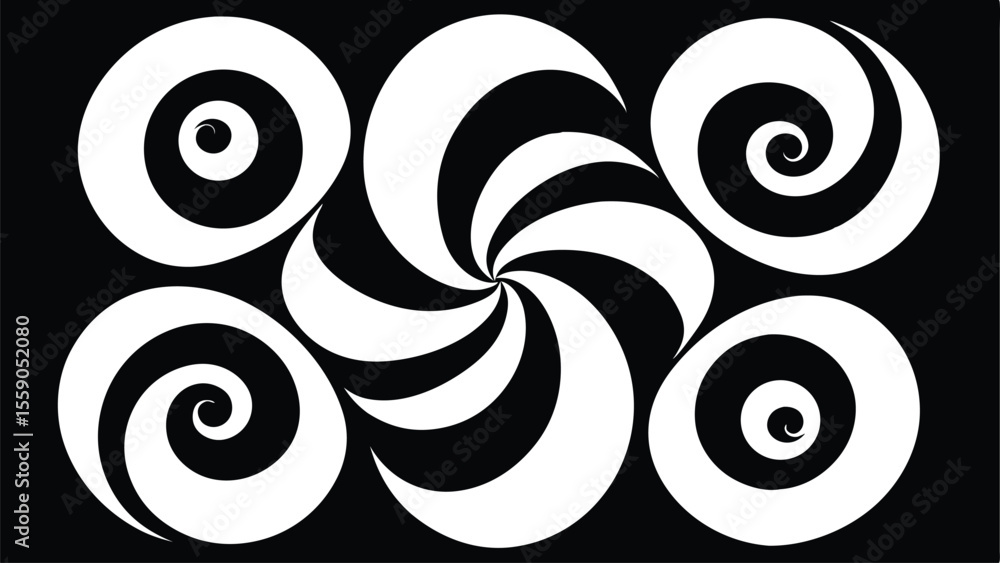 Aufkleber black and white spiral pattern with transparency for versatile design projects