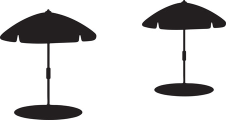Obraz premium Two black beach umbrella silhouettes on a white background