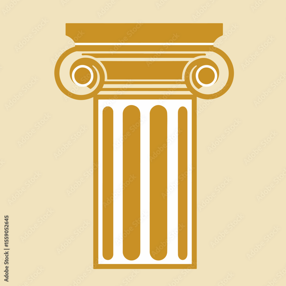 Aufkleber golden ionic column design element. classic architecture column for french style decor projects. ele
