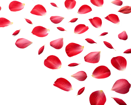 red petals floating across a transparent background.