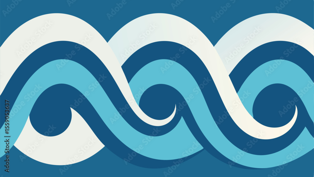 Poster elegant waves of blue and white patterned design suitable for various projects