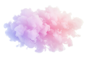 Obraz premium Volumetric cloud of smoke with pastel pink, light purple, and transparent gradients, ethereal texture and clear contours, isolated on a clean white background with copy space, studio lighting for