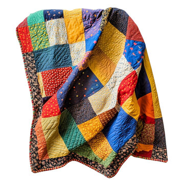 Colorful patchwork quilt draped beautifully showcasing vibrant colors and intricate designs
