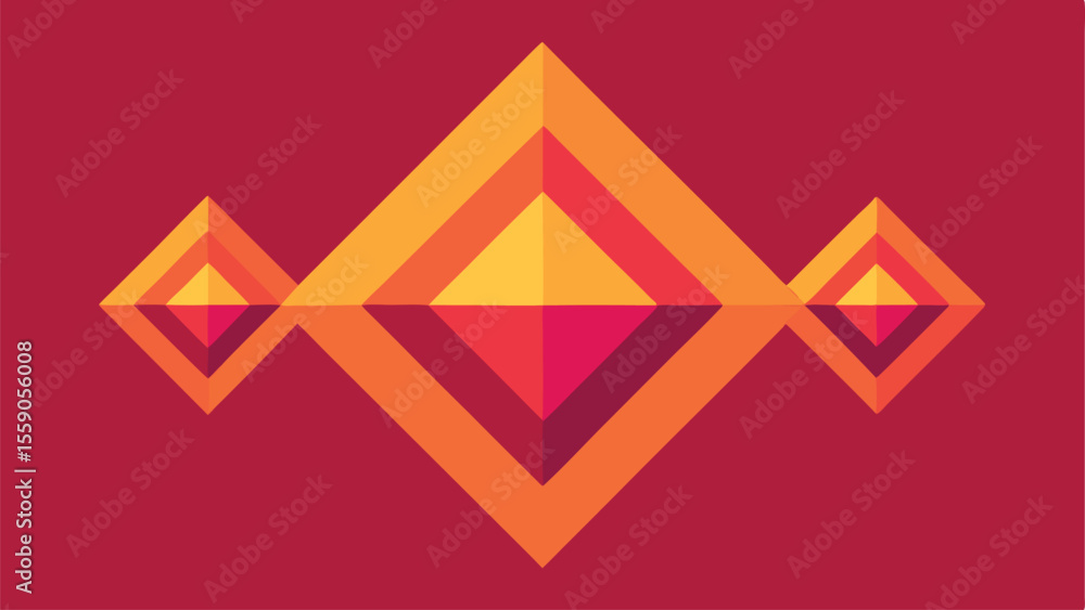 Poster geometric abstract design with diamond shapes and harmonious warm color palette