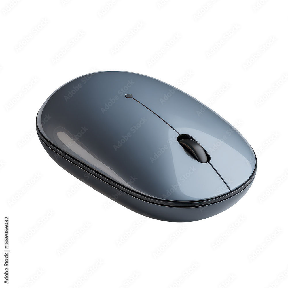 Poster sleek modern gray wireless computer mouse isolated on transparent background