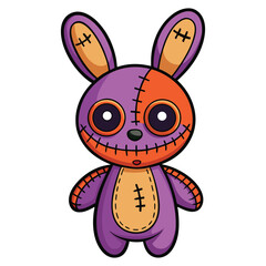 Halloween voodoo bunny doll clipart flat design on white background