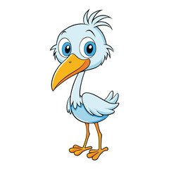 Naklejka premium Cute stork cartoon on white background