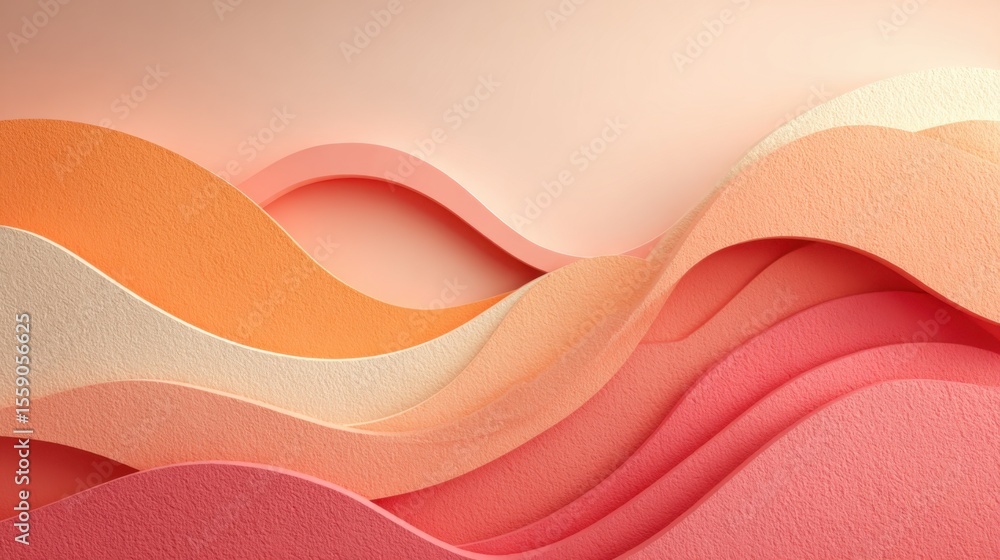 Poster soft curves and gentle gradients of pink and orange create an elegant wave-like pattern. the delicat