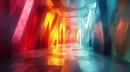 Obraz premium Abstract Interior Architecture with Dynamic Color Gradient