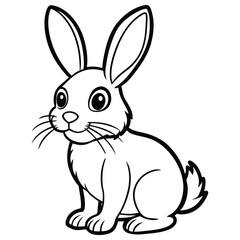 Coloring page of cute cartoon Rabbit on white background