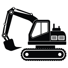 Silhouette of an Excavator Heavy Equipment Construction Vehicle Symbolizing Industrial Work and Infrastructure Development and Representing Engineering Innovation and Transportation