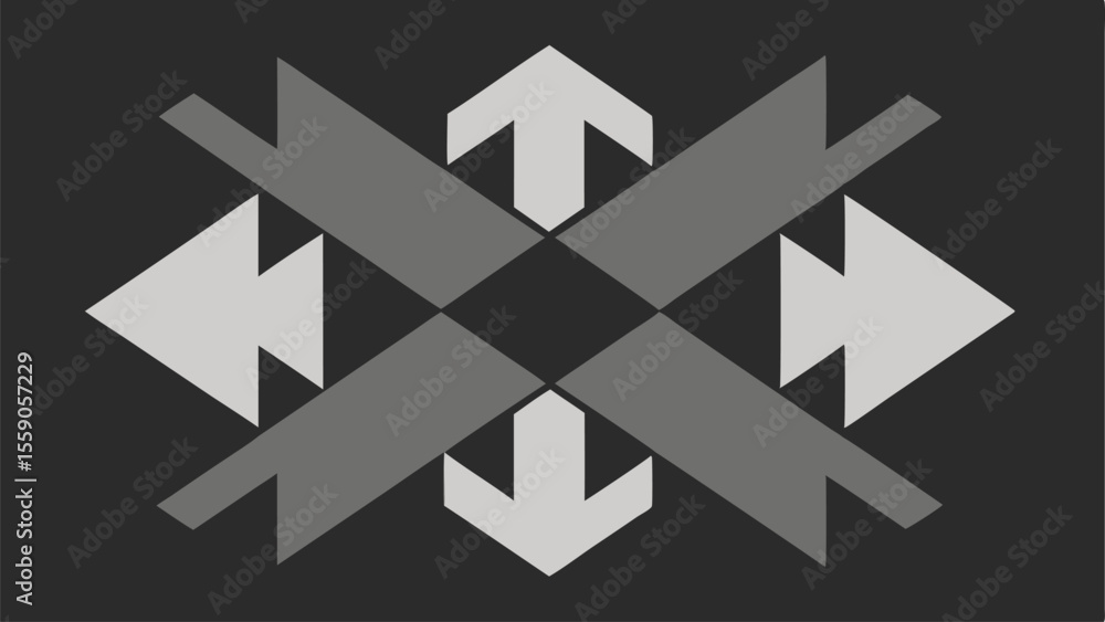 Poster geometric arrow design featuring interlocking shapes suitable for diverse creative applications